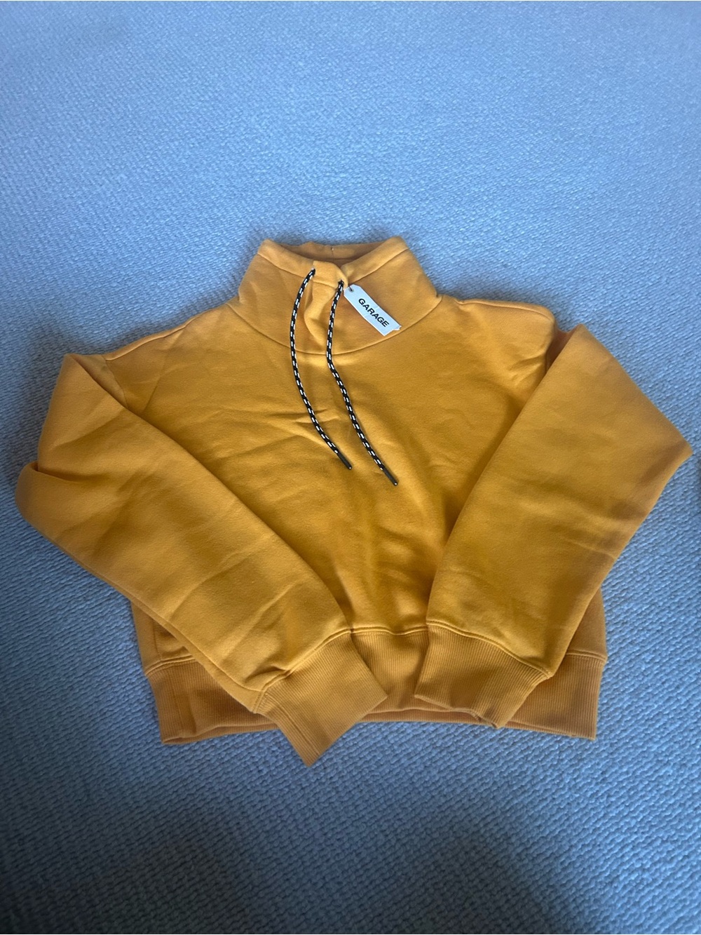 Garage Mustard Funnel Neck Drawcord Sweatshirt petite small